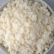Pot of fluffy, easy, perfectly cooked medium grain white rice
