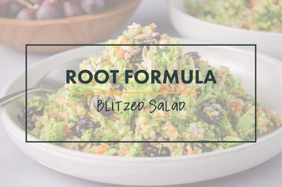 Basic root formula for salad blitzed in a food processor