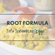 Basic formula for scrambled "eggs" made from tofu with beans and spices