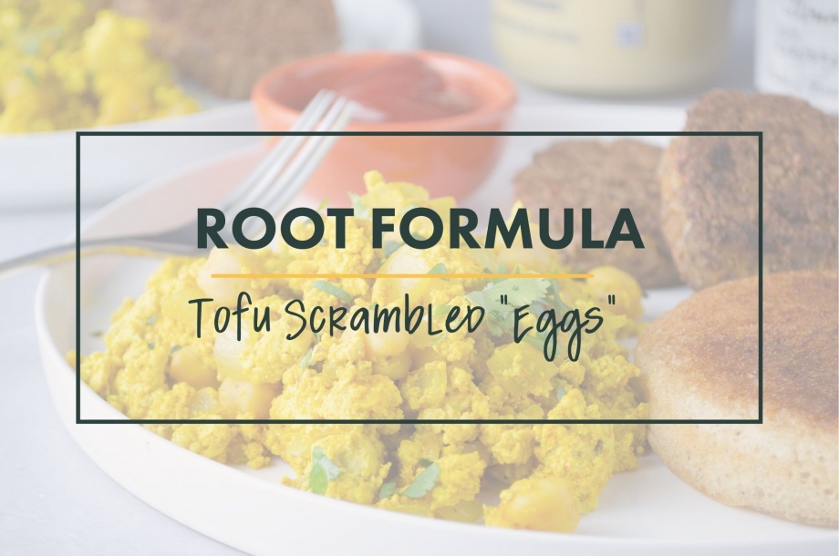 Basic formula for scrambled "eggs" made from tofu with beans and spices