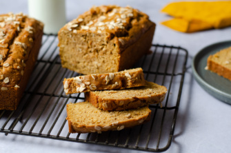 Warm, autumnal, pumpkin spice bread loaf that's vegan, dairy-free, and delicious