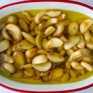 A dish of quick "roasted" garlic with endless possibilities and abundant flavor