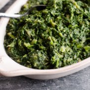 A dish of creamy, dairy-free, vegan Creamed Spinach